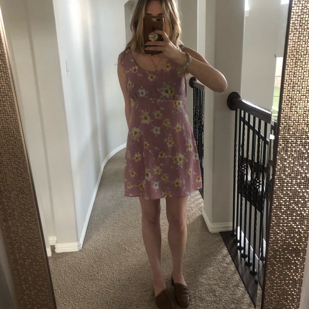 Vintage Pink Floral Mini Dress